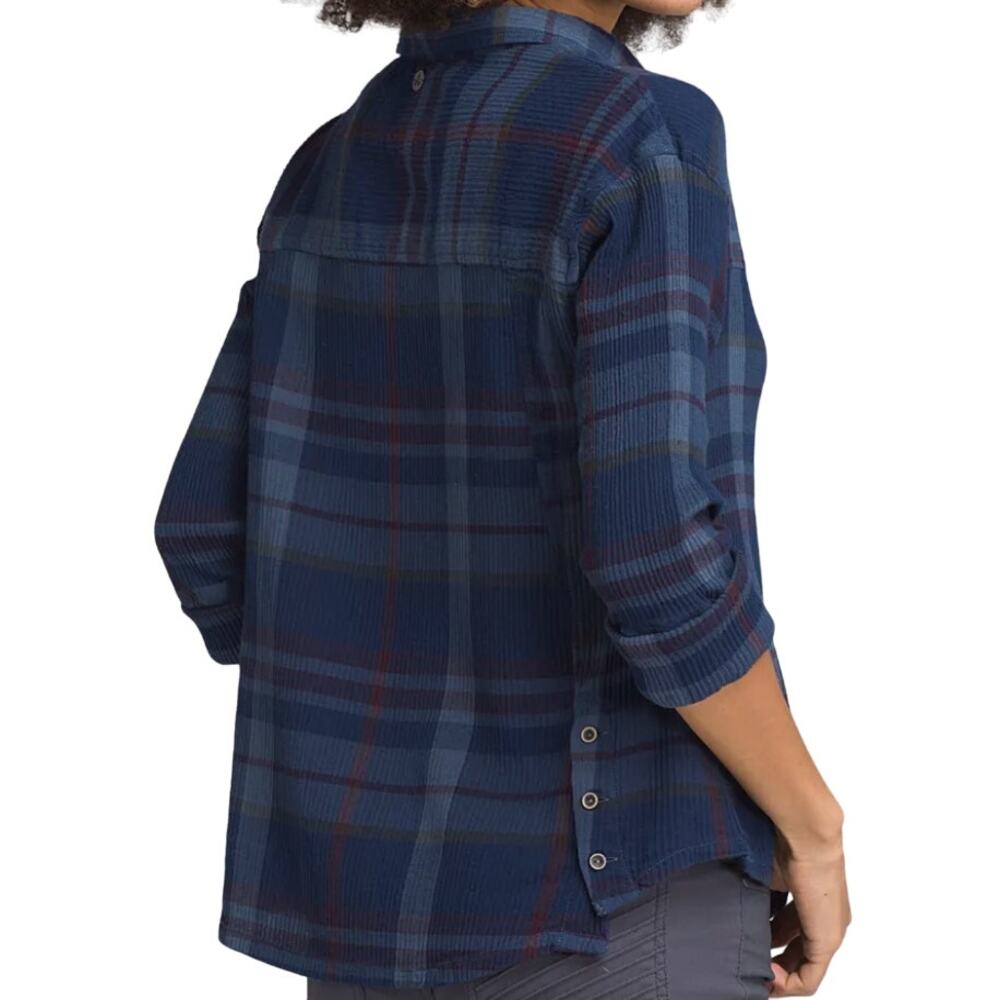 Prana Fillary Plaid Button Down Shirt Flannel Chest Pocket Gauze Nautical Small